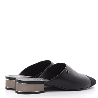 Chanel Lambskin Grosgrain Cap Toe CC Mules 39 Black 4 of 10