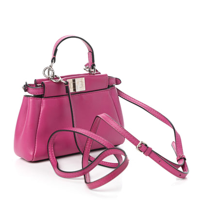 Fendi Nappa Micro Peekaboo Iconic Satchel Magenta 3 of 10