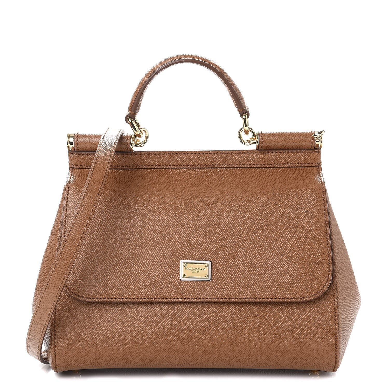 Dolce & Gabbana Dauphine Calfskin Medium Miss Sicily Satchel Caramello 1 of 6