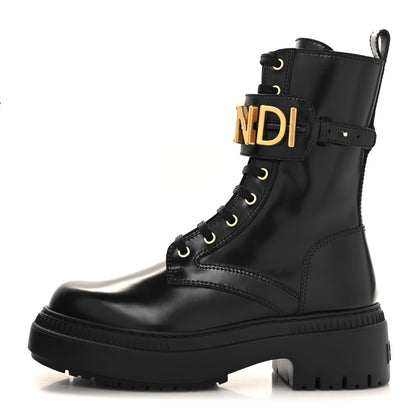 Fendi Vitello Abrasivato Fendigraphy 50mm Biker Boots 38 Black 1 of 9