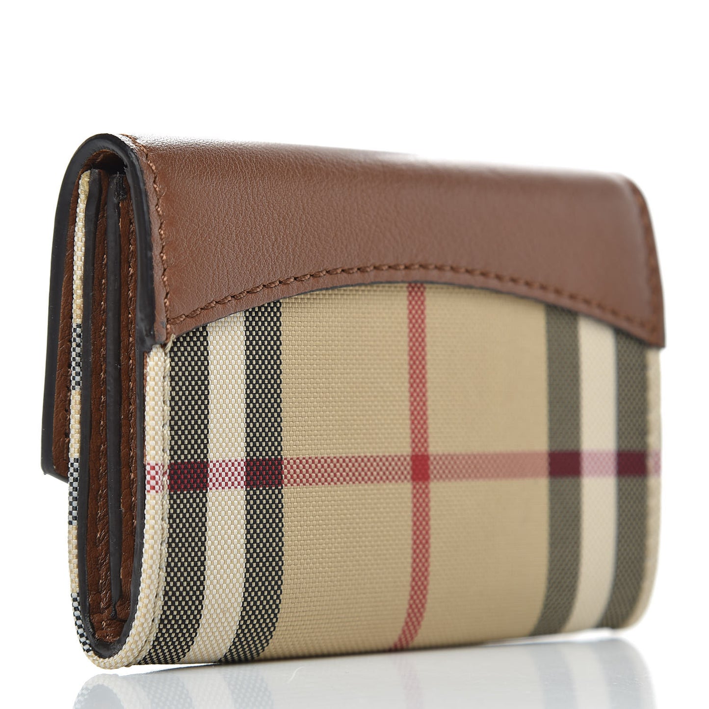 Calfskin Horseferry Check Chesam Card Case Tan
