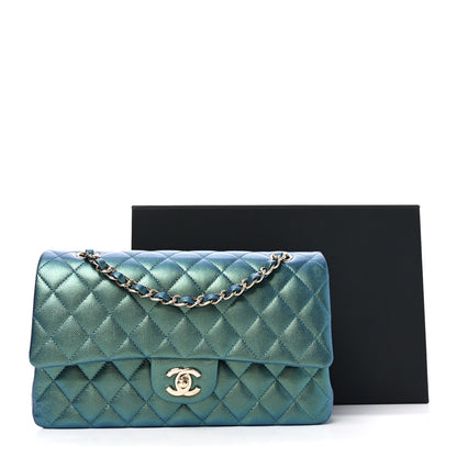 Chanel Iridescent Caviar Quilted Medium Double Flap Green 11 of 11