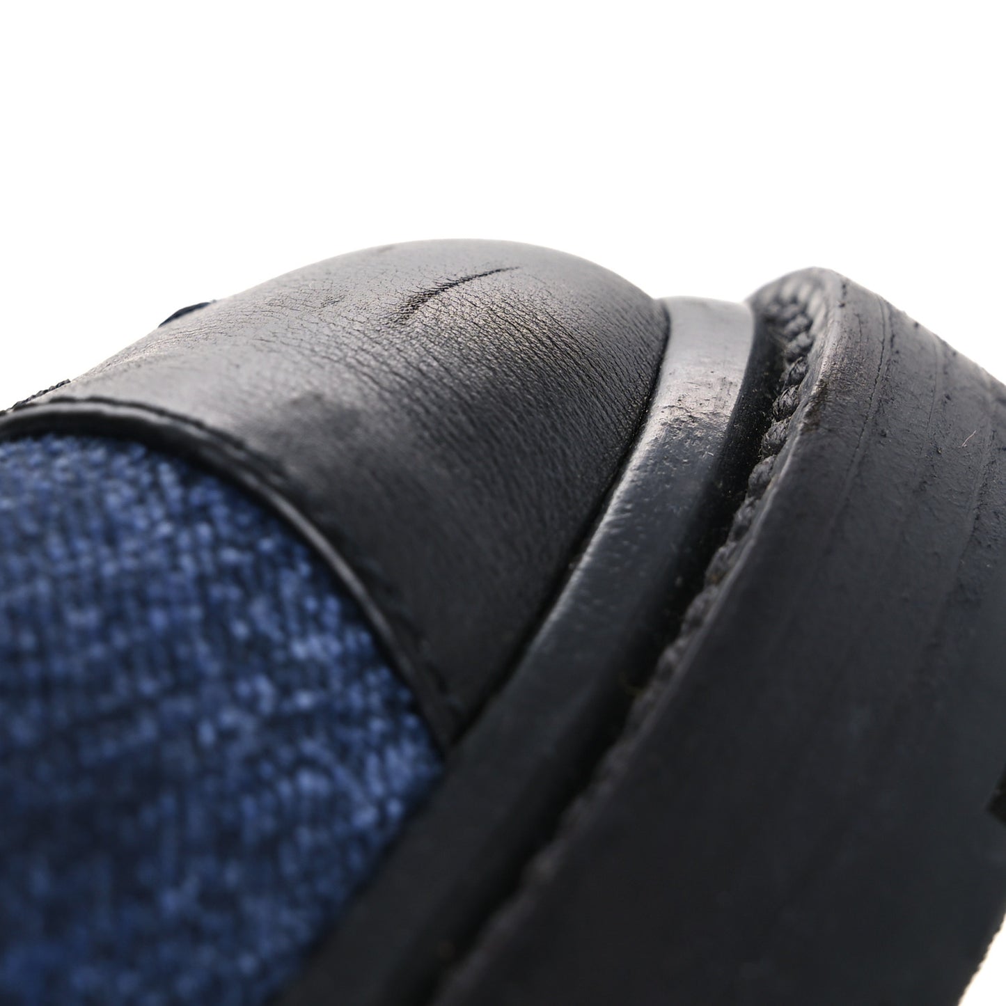 Shiny Calfskin Velvet Quilted Lace Up Combat Boots 39.5 Blue Black