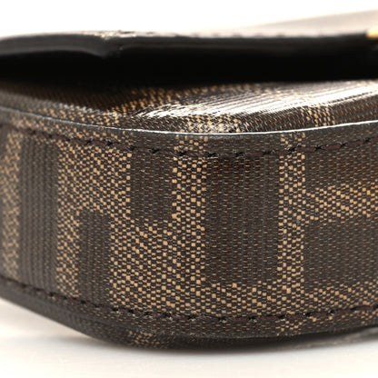 Fendi Glazed Fabric FF 1974 Nano Baguette Charm Mogano Panna 9 of 11