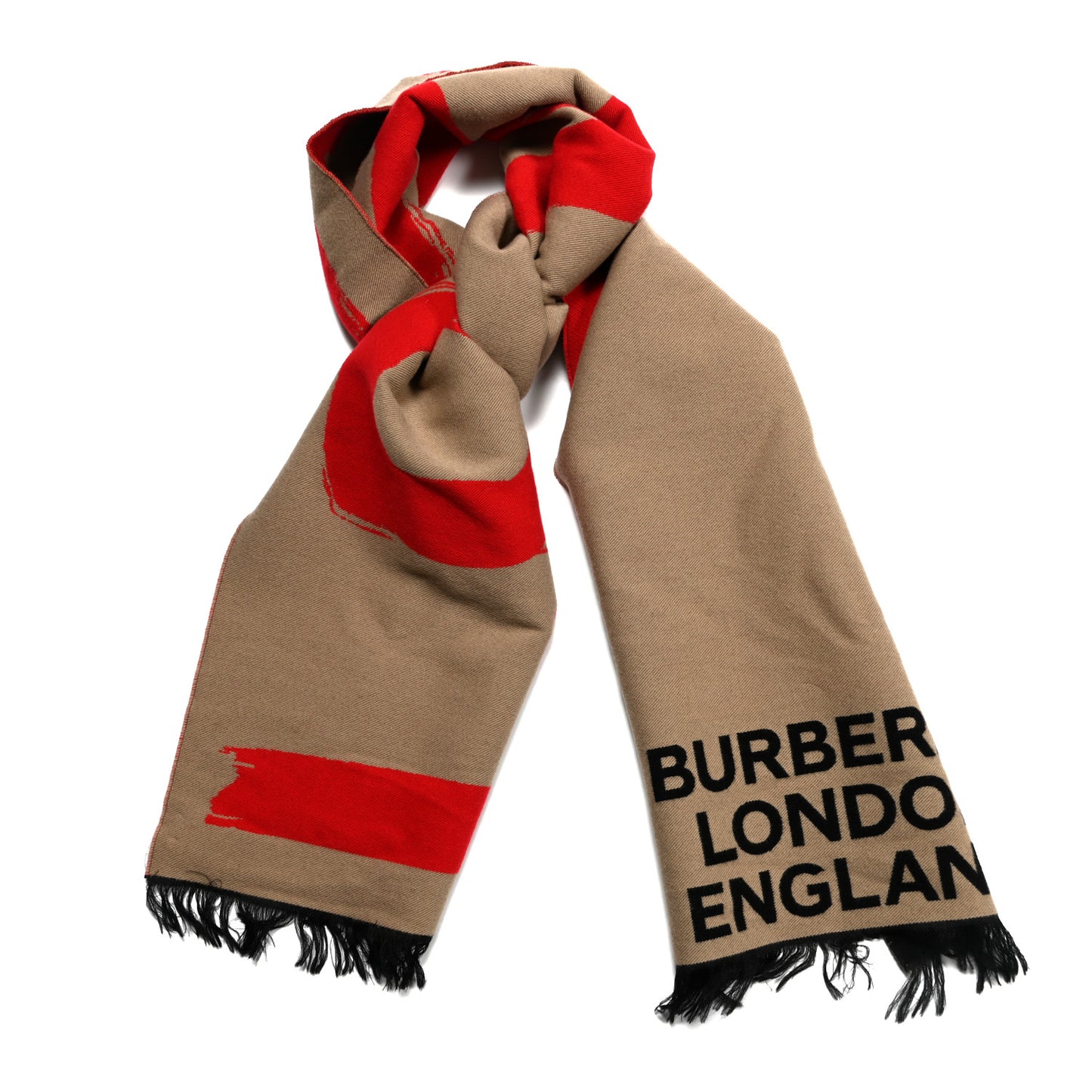 Wool Silk Love Logo Football Scarf Red