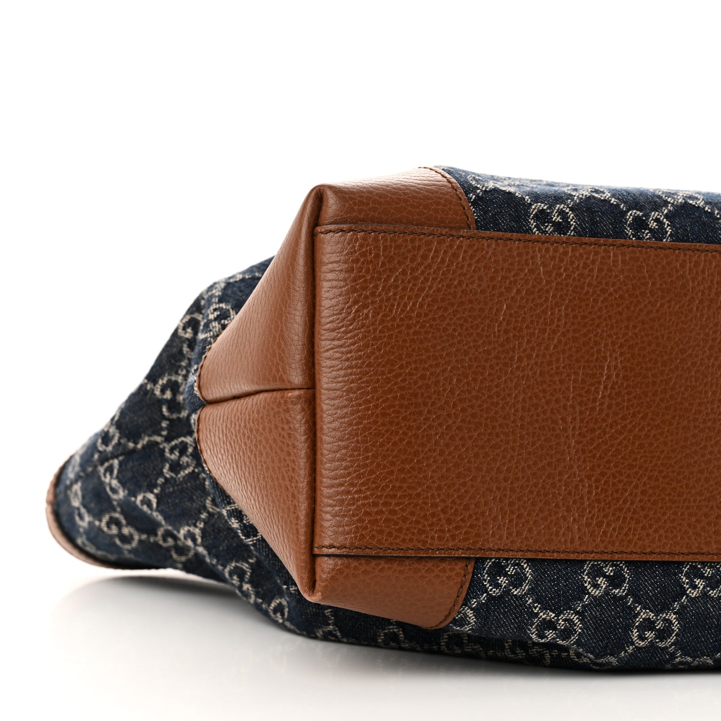 New Denim GG Monogram Medium Ophidia Shopping Tote Blue Tea Cuir