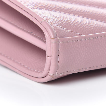 Saint Laurent Grain De Poudre Matelasse Chevron Monogram Chain Wallet Tender Pink 9 of 10