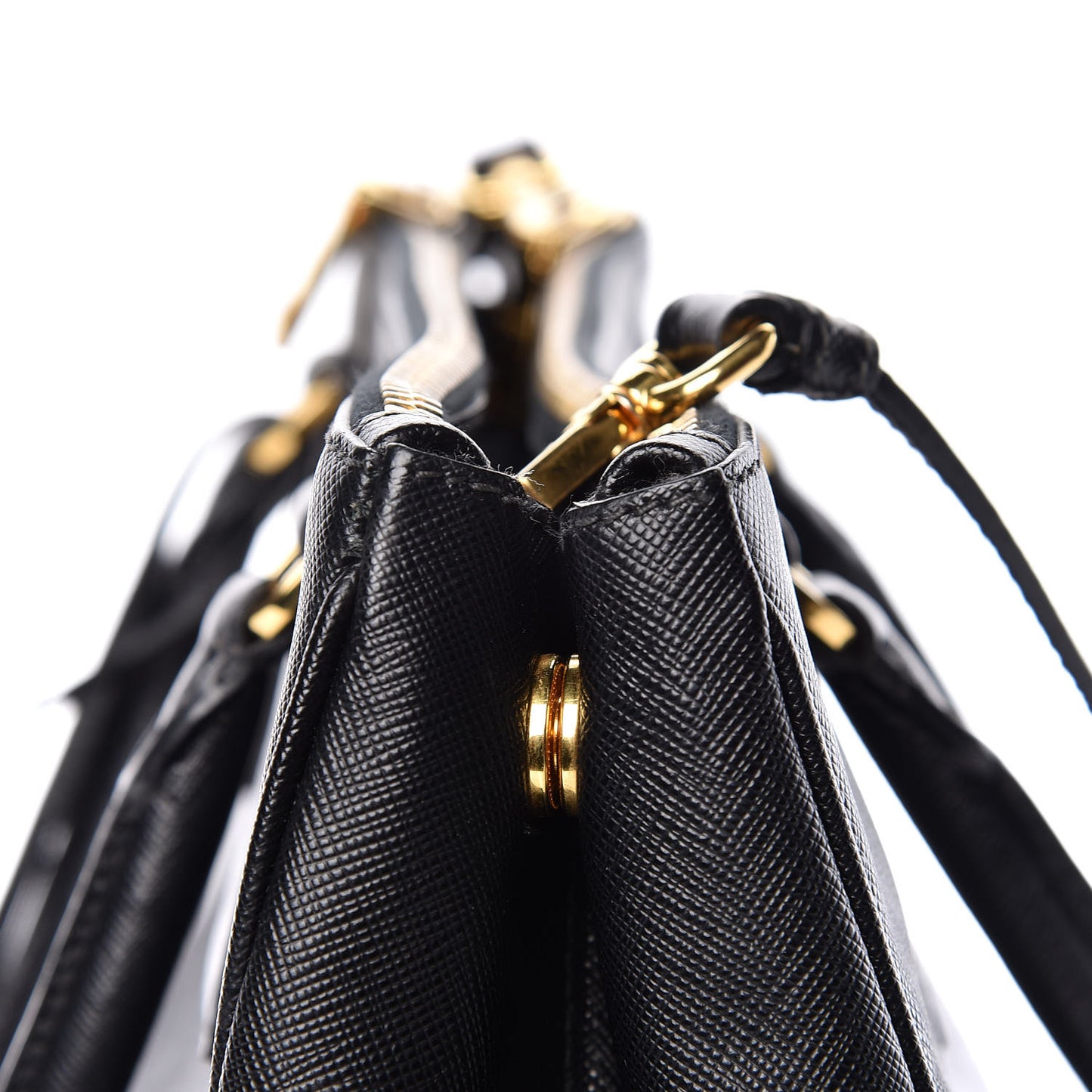 Saffiano Small Galleria Double Zip Tote Black
