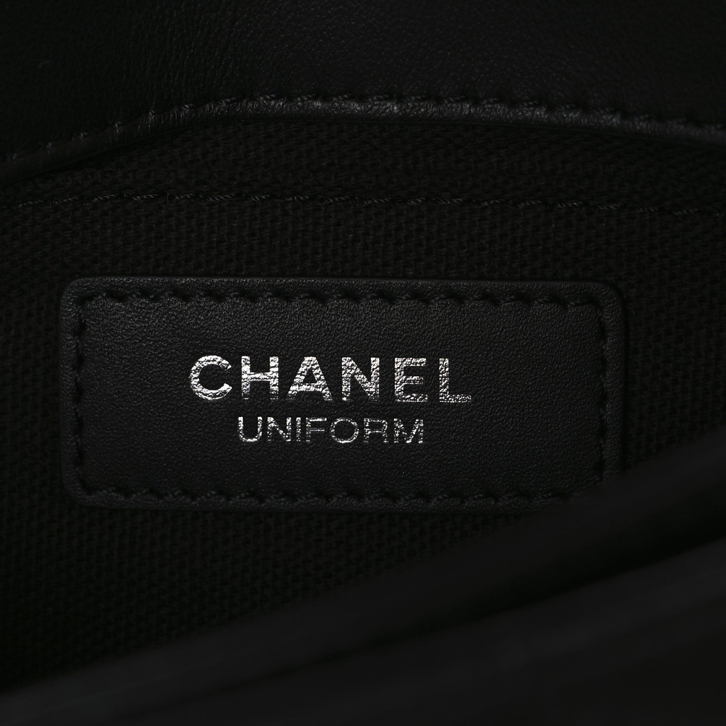 Calfskin Quilted CC Uniform Flap Belt Bag Black