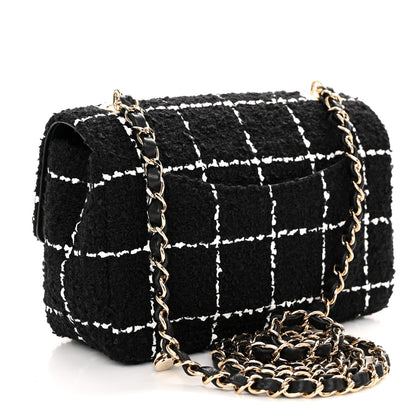 Chanel Tweed Quilted Small Camellia Flap Black Pink 3 of 10