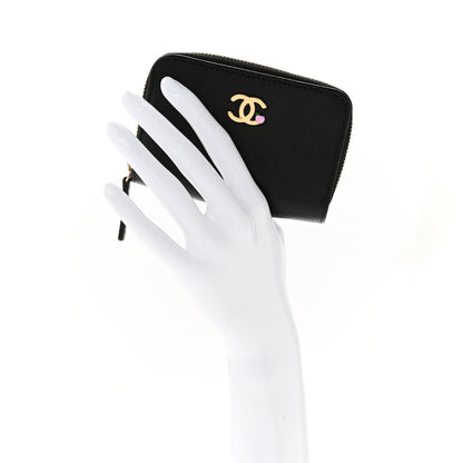 Chanel Grained Goatskin CC Apple Zip Coin Purse Black 2 of 7