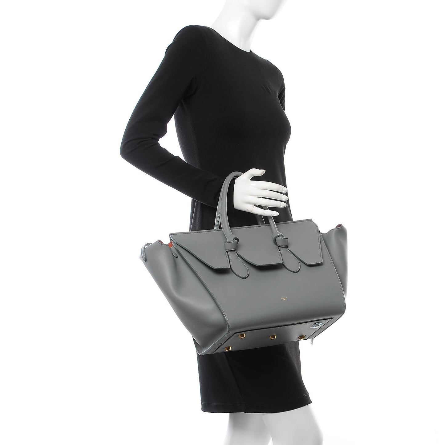 Smooth Calfskin Small Tie Knot Tote Grey