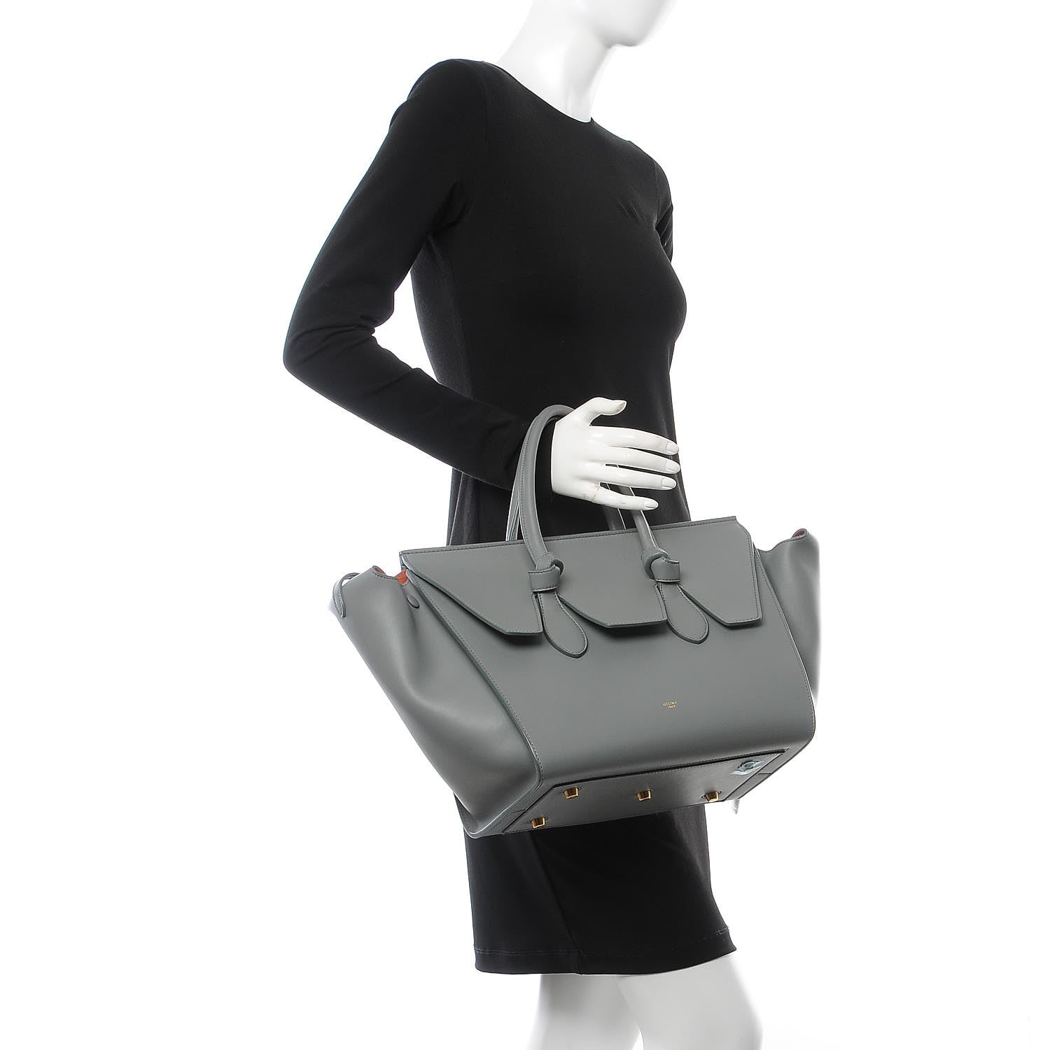 Celine Smooth Calfskin Small Tie Knot Tote Grey 2 of 9