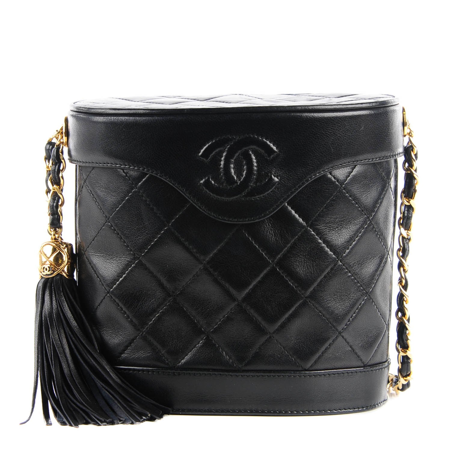 Chanel Lambskin Quilted Tassel Shoulder Bag Black 1 of 8