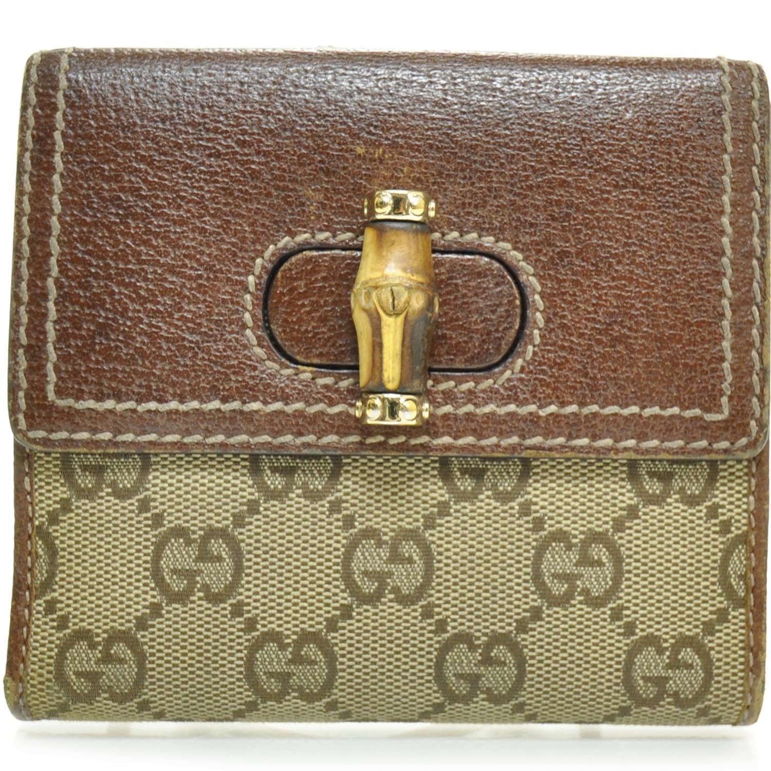 Gucci Monogram Bamboo French Wallet 1 of 8