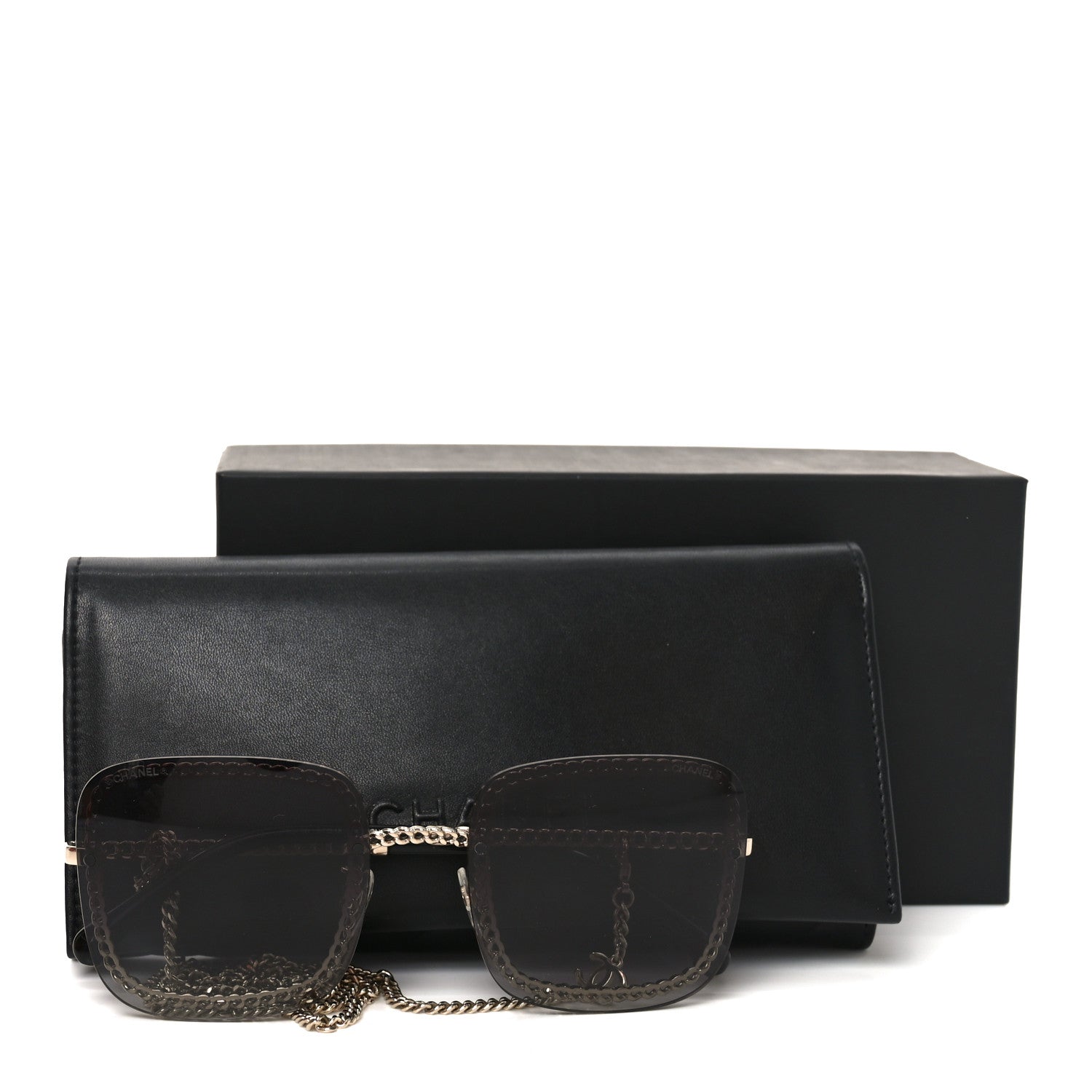 Chanel Chain Square Sunglasses 4244 Black Gold 7 of 7