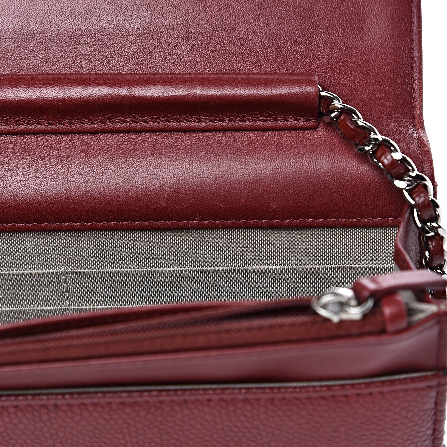 Chanel Caviar Timeless CC Wallet on Chain WOC Dark Red 15 of 16