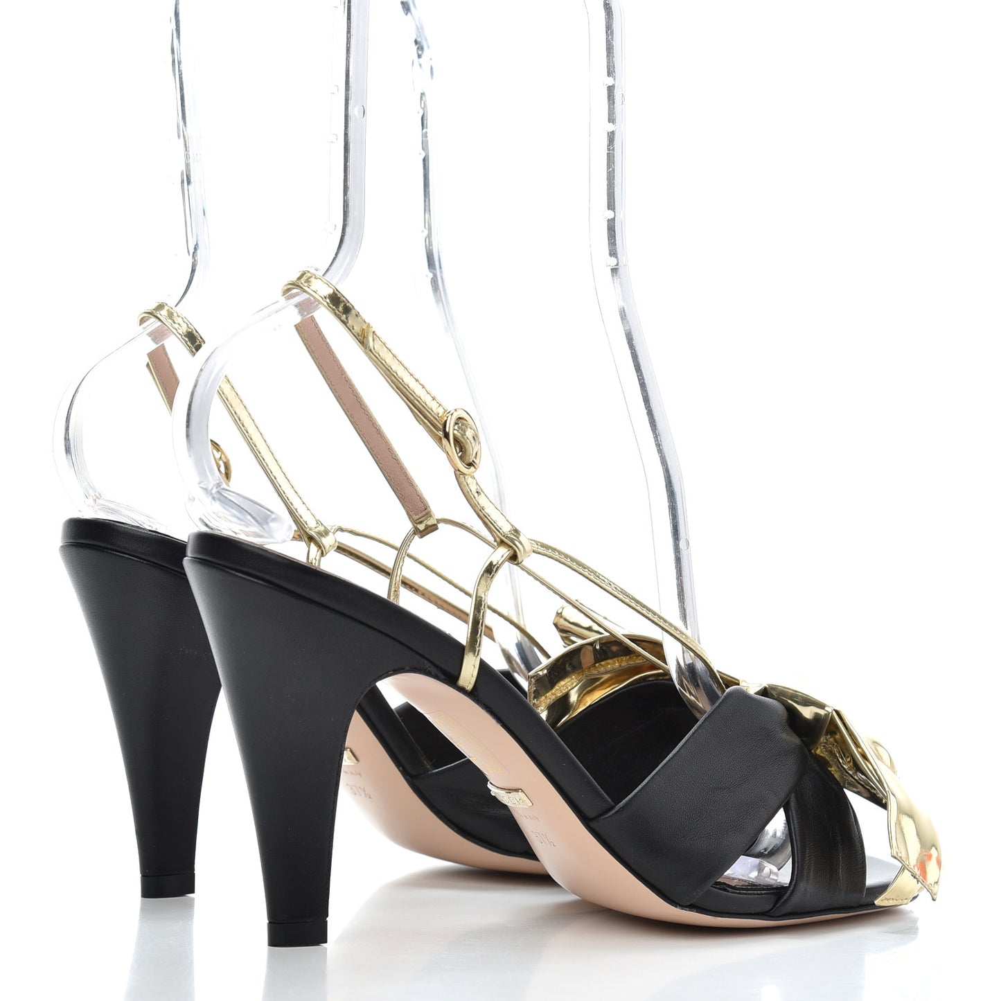 Nappa Metallic Bow Daphne High Heel Sandals 37.5 Black Platino