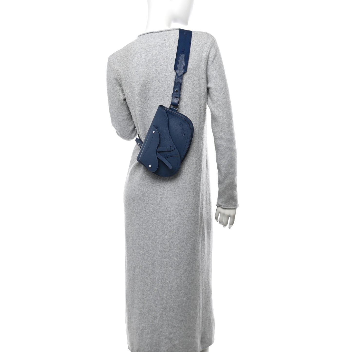 Grained Calfskin Saddle Pouch Blue