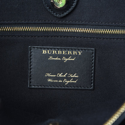 Burberry Grainy Calfskin House Check Large Banner Tote Black 6 of 18