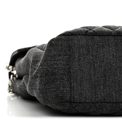 Saint Laurent Denim Mixed Matelasse Triquilt Large Monogram Envelope Satchel Black 9 of 13