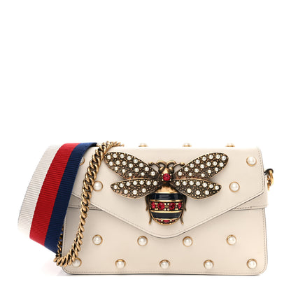 Gucci Nappa Pearl Studded Mini Queen Margaret Broadway Shoulder Bag Mystic White 1 of 16
