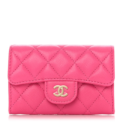 Chanel Caviar Quilted Flap Card Holder Wallet Pink 1 of 9