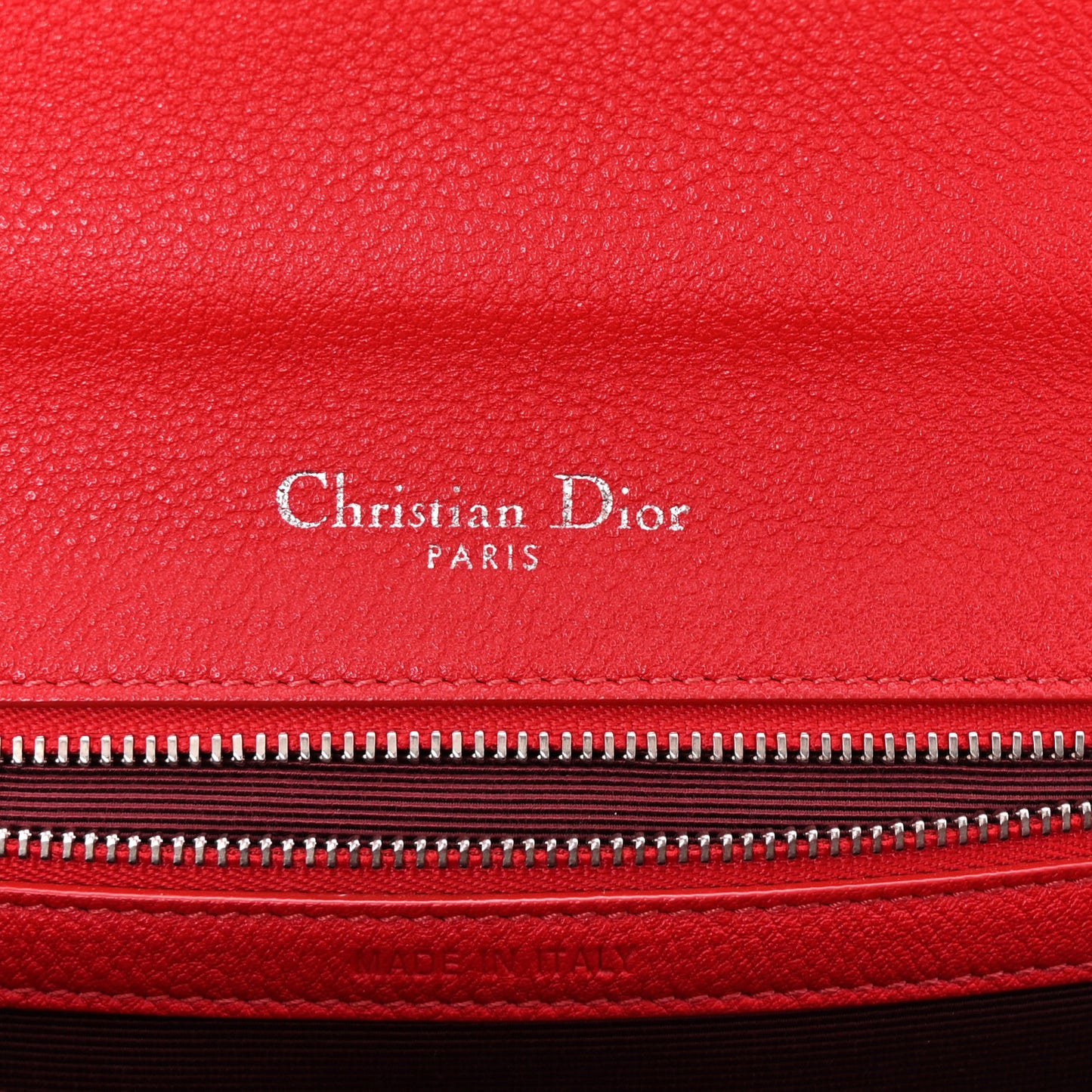 Grained Calfskin Medium Diorama Flap Bag Red