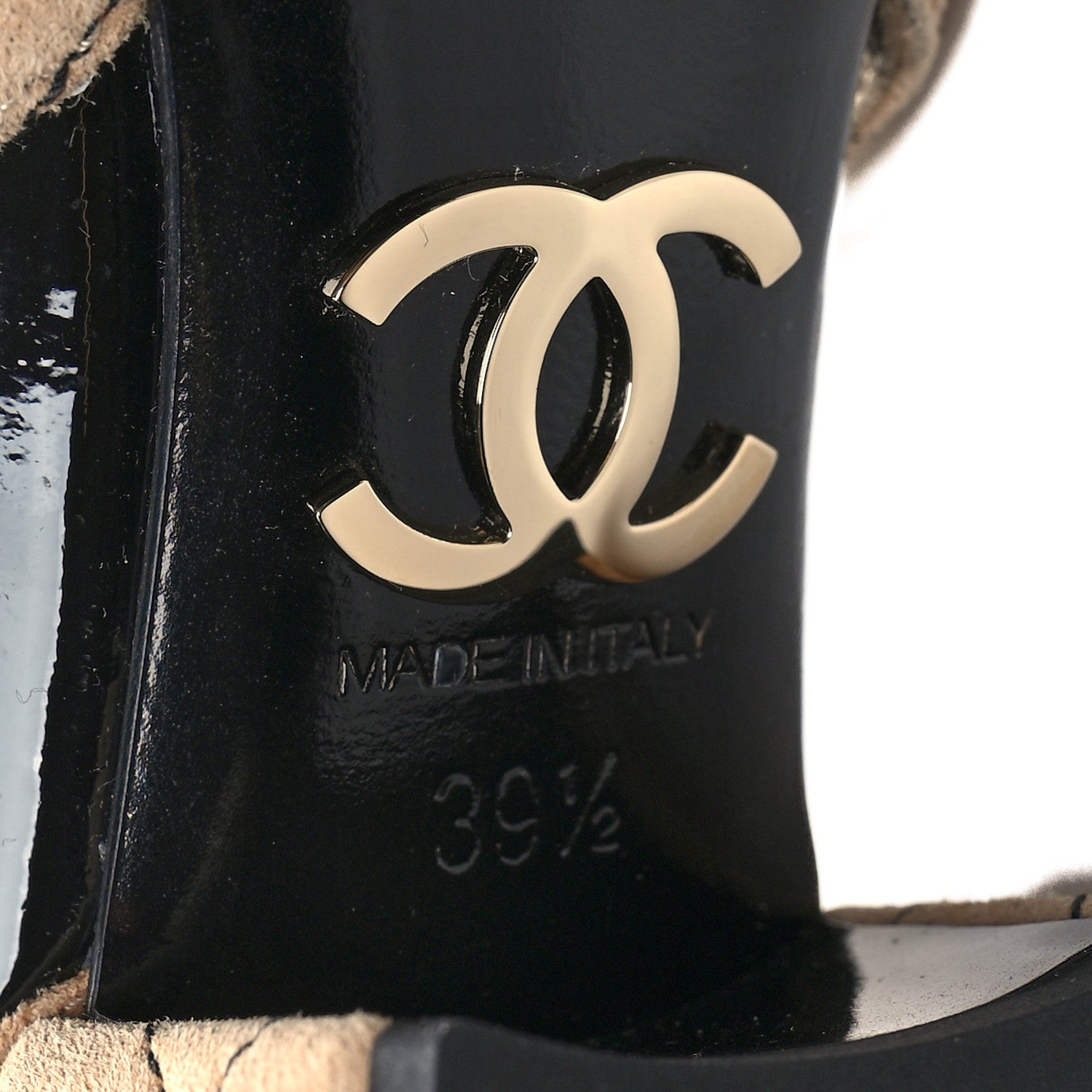 Chanel Suede Kidskin Patent Cap Toe Quilted Mary Jane Flats 39.5 Beige Black 7 of 8