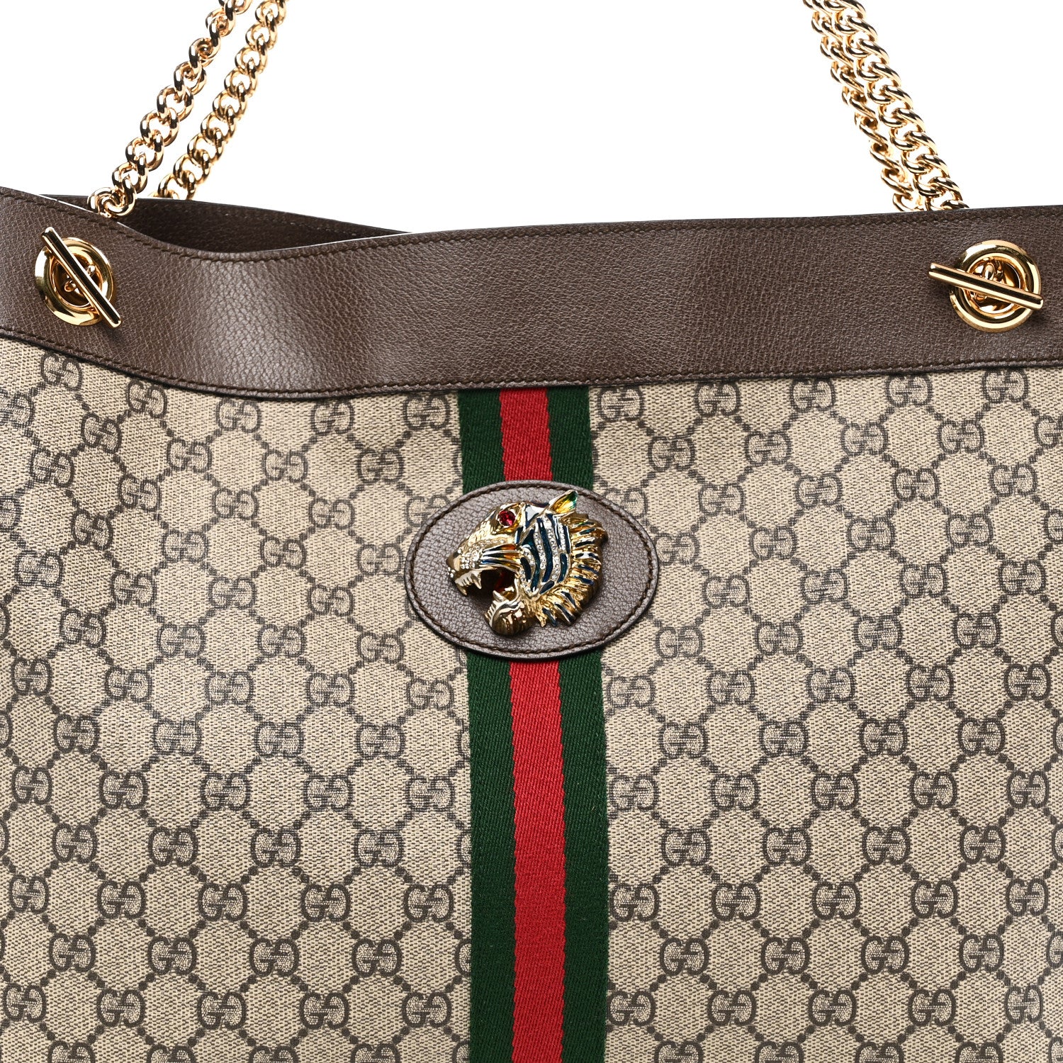 Gucci GG Supreme Monogram Large Rajah Chain Tote Beige New Acero 9 of 11