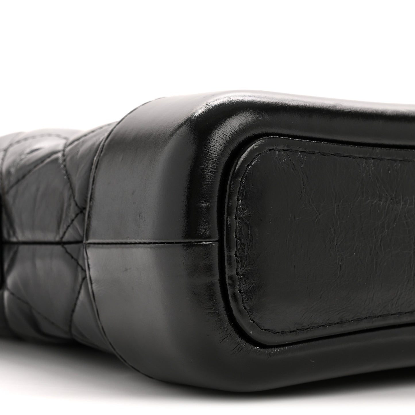 Aged Calfskin Quilted Small Gabrielle Hobo Black