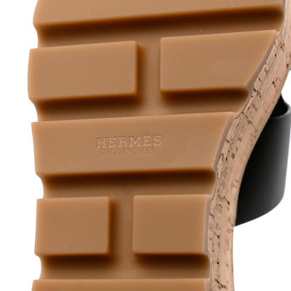 Hermes Calfskin Cork Eze 30 Sandals 35 Black 8 of 9