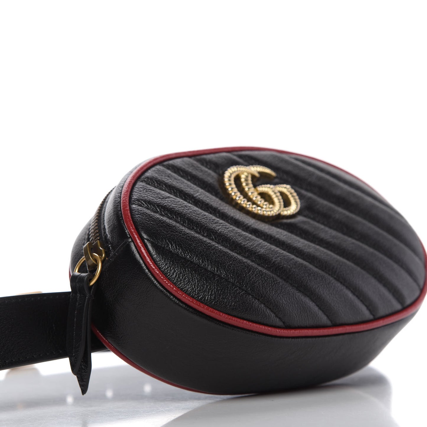Azalea Calfskin Matelasse Diagonal Torchon GG Marmont Belt Bag 85 34 Black Romantic Cerise