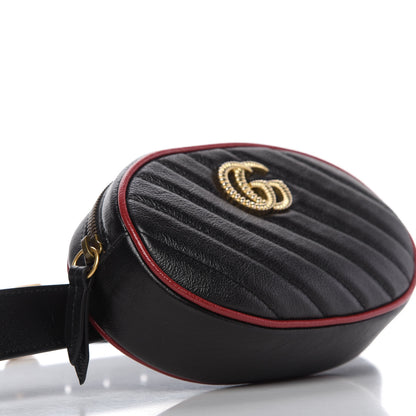 Gucci Azalea Calfskin Matelasse Diagonal Torchon GG Marmont Belt Bag 85 34 Black Romantic Cerise 6 of 10