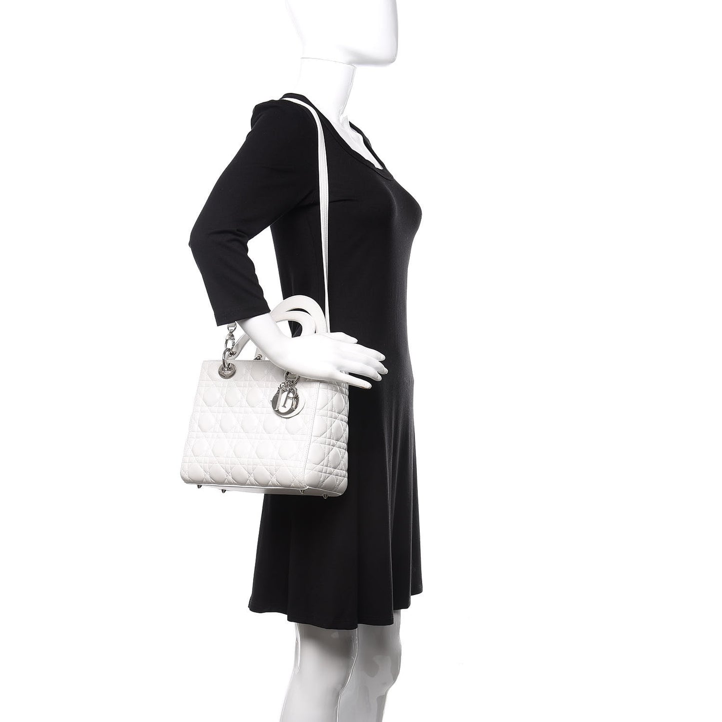 Lambskin Cannage Medium Lady Dior White
