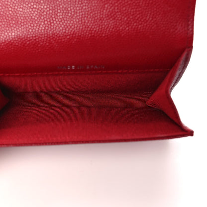 Chanel Caviar Quilted Flap Card Holder Wallet Dark Red 5 of 8