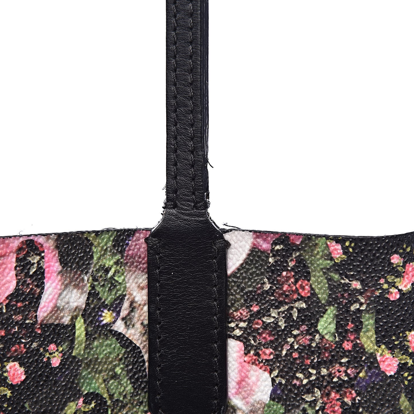 Textured Coated Canvas Roses Camouflage Print Large Antigona Tote Black