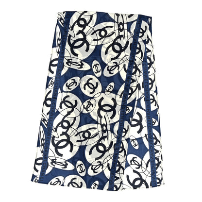 Chanel Silk CC Square Scarf White Blue 2 of 3
