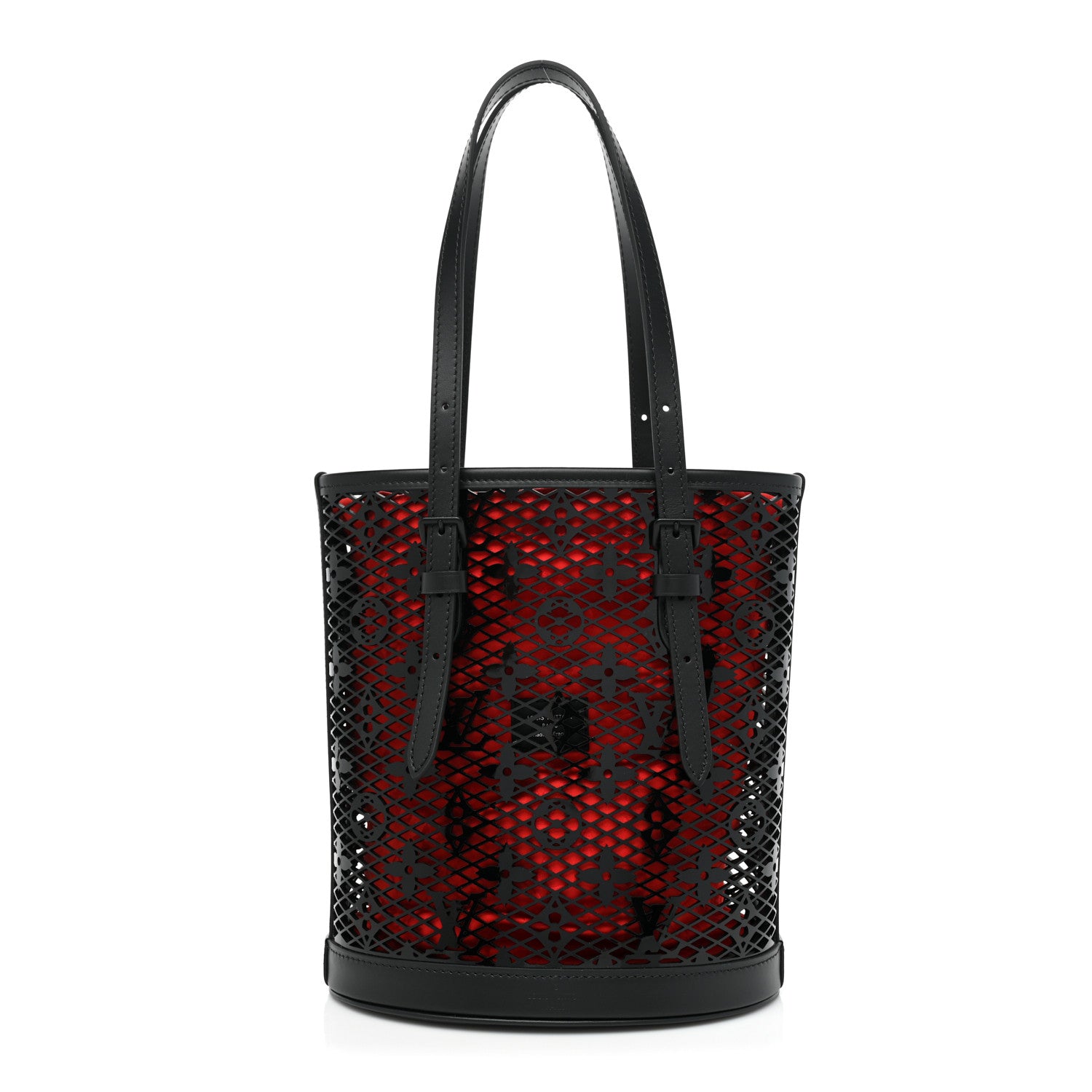Louis Vuitton Patent Calfskin Laced Monogram Bucket PM Black 1 of 8
