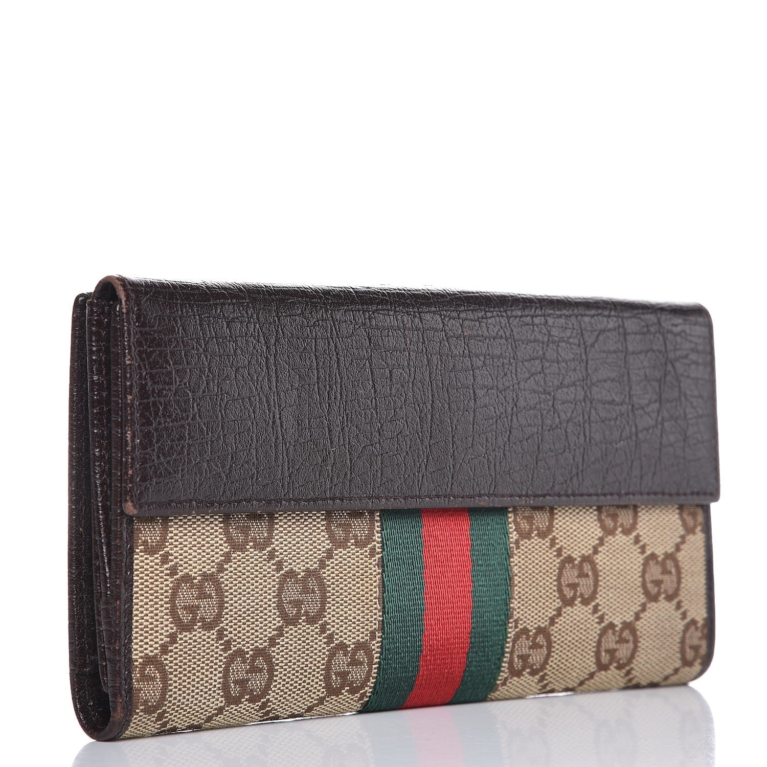 Gucci Monogram Calfskin Web Blake Continental Wallet Brown 3 of 11