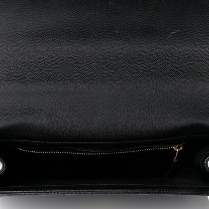 Saint Laurent Grain De Poudre Matelasse Chevron Large Monogram Satchel Black 5 of 7