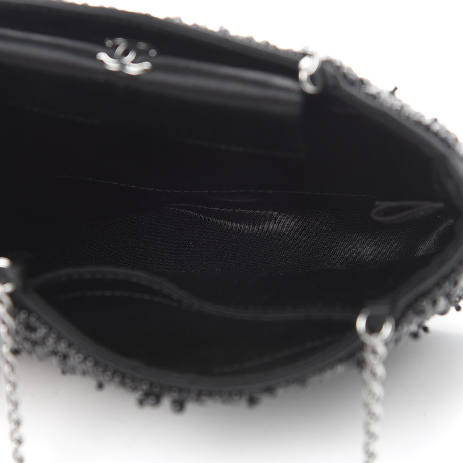 Chanel Satin Beaded CC Evening Bag Black 5 of 12