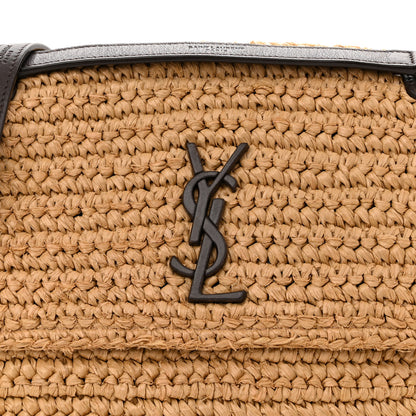 Saint Laurent Raffia Calfskin Monogram Medium Niki Chain Satchel Natural 9 of 14
