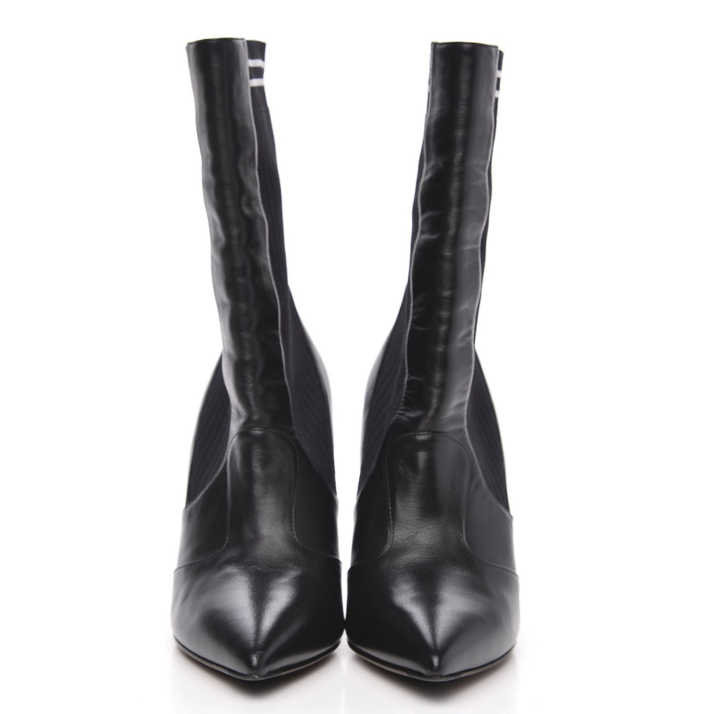 Vitello Lucido Stretch Fabric Striped Rockoko 105mm Sock Boots 36 Black