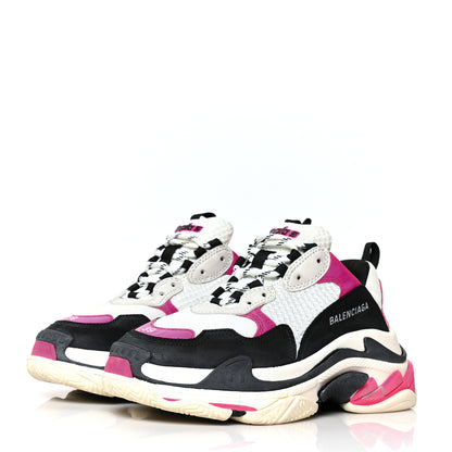 Balenciaga Fabric Mesh Womens Triple S Sneakers 39 Fluo Pink Grey White 3 of 7
