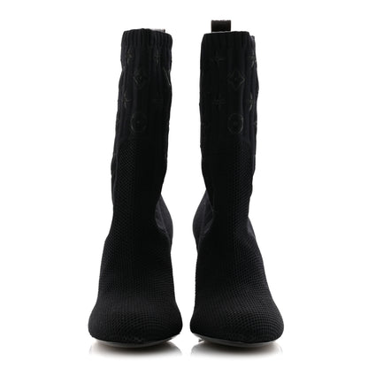 Louis Vuitton Monogram Stretch Fabric Silhouette Ankle Boots 38 Black 3 of 8