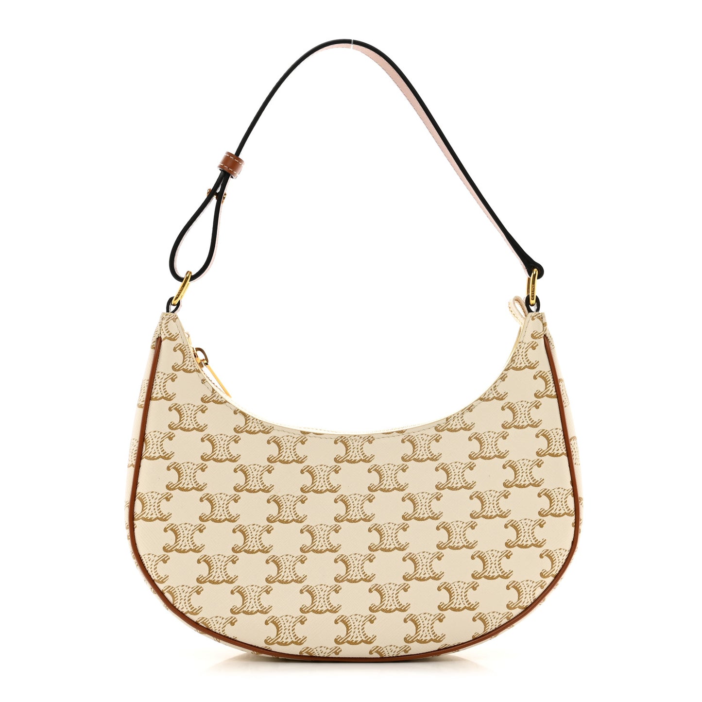 Canvas Calfskin Ava Triomphe Shoulder Bag White