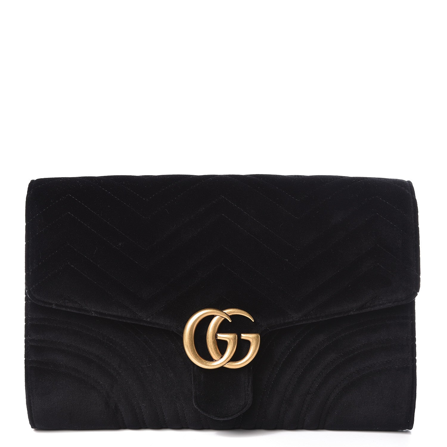 Gucci Velvet Matelasse GG Marmont Clutch Black 1 of 8