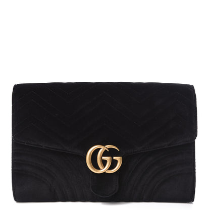 Gucci Velvet Matelasse GG Marmont Clutch Black 1 of 8
