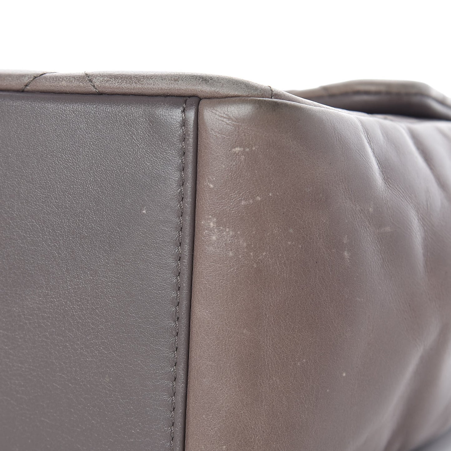 Glazed Calfskin Quilted Medium Gold Bar Top Handle Flap Dark Grey